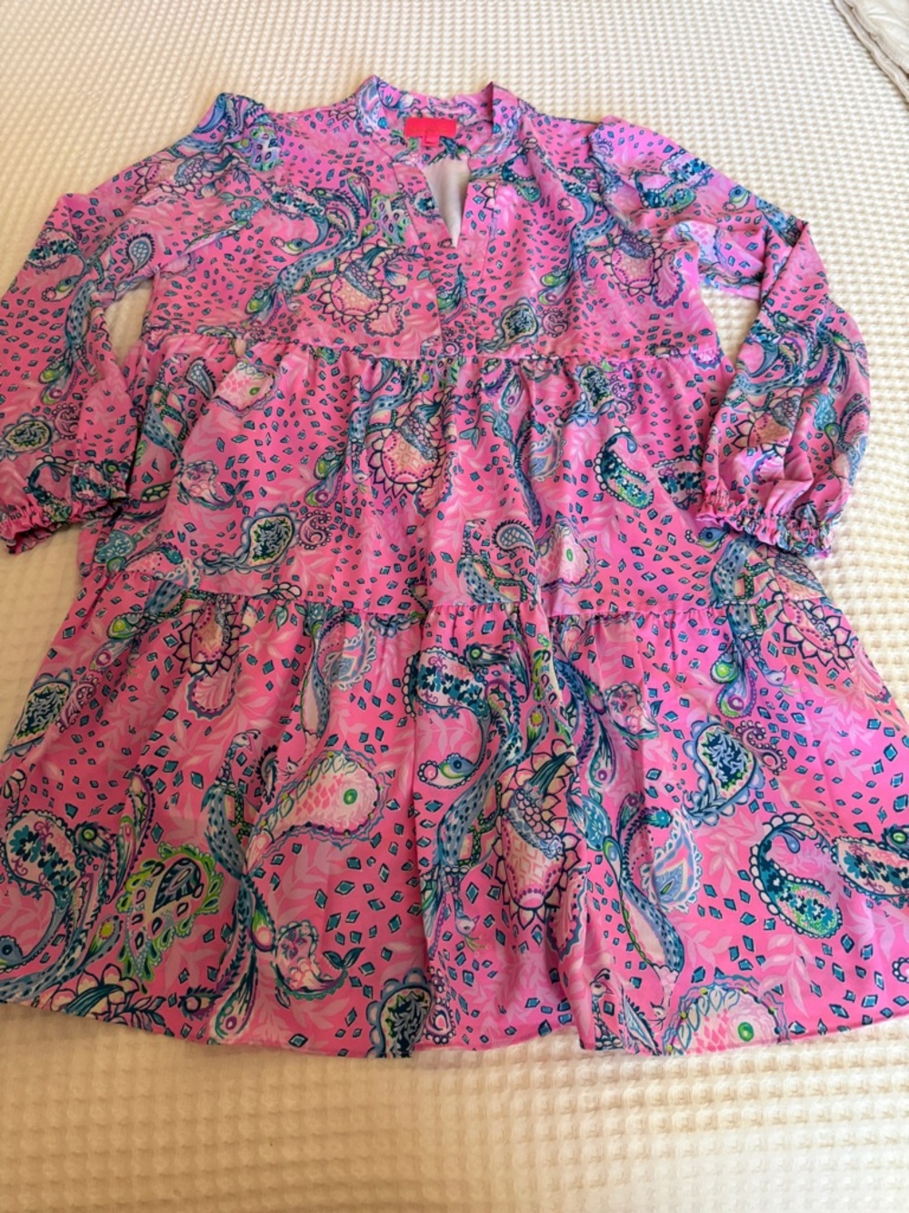 Lilly Pulitzer Pink Paisley Dress with Teal & Blue Accents